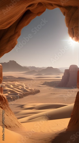 Golden Desert Dunes Under Sunset Sky