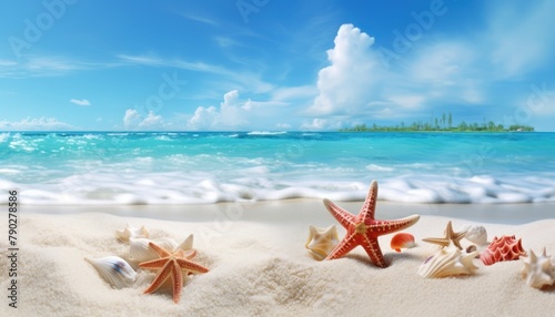 View of the beach waves is truly amazing and creates wisps of white foam on the shoreline  with stunning vibrant reflections of sunlight  sea creatures  shells  starfish and turtles walk on the beach 
