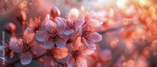 Close Up of Pink Flowers on a Tree