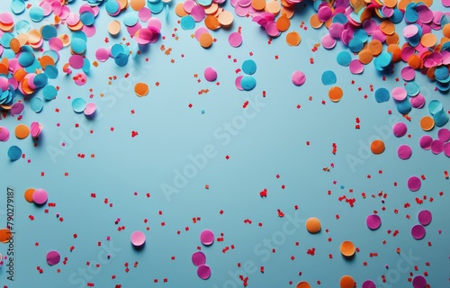 Colorful Confetti on Blue Background