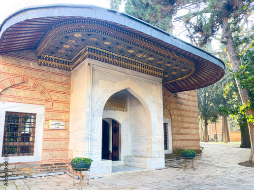 The historical Muradiye Mosque complex, belonging to the Ottoman Empire, located in Bursa, is one of the places frequented by tourists. photo