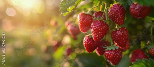 Close Up of Strawberries Growing on a Tree