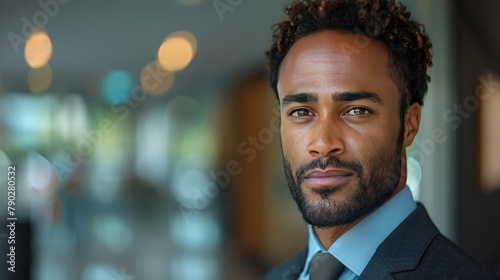 Businessman in Suit and Tie Looking Into Distance