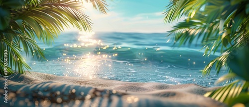 Ocean View Through Palm Trees