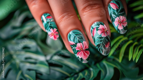 Womans Hand Adorned With Pink Flowers