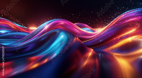 Colorful Abstract Background With Waves and Stars