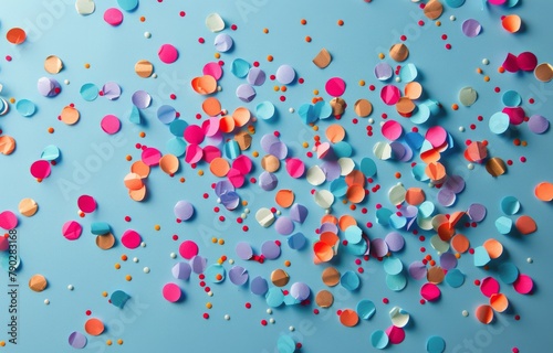 Colorful Confetti on Blue Background