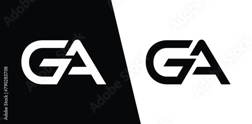 GA, AG Letter logo design on black and white background.