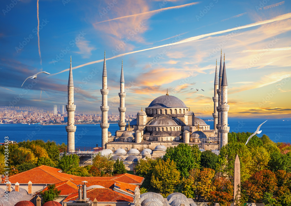 The Blue Mosque or Sultan Ahmet Mosque of Istanbul, evening view, Turkey