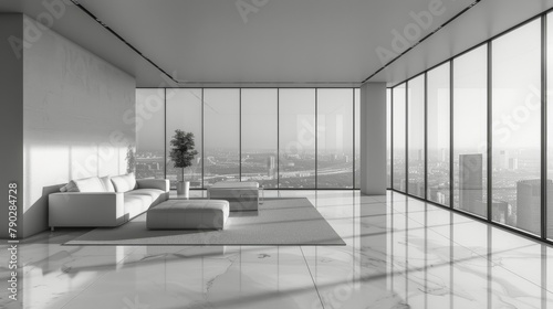 Modern Office Overlooking Cityscape