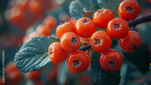 Cluster of Red Berries Hanging From Tree