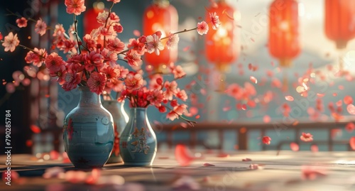 Two Vases With Flowers on a Table