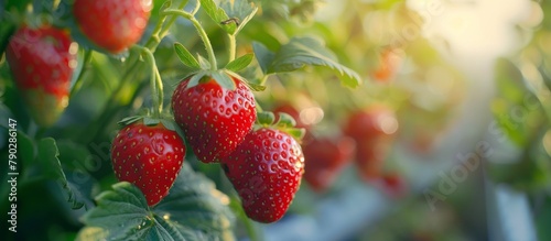 Close Up of Strawberries Growing on a Tree