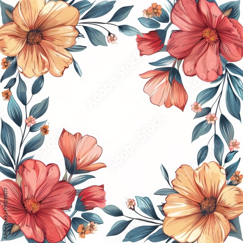 Flowers and Butterflies Painting on a Wall