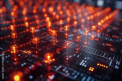 3d rendering of abstract technology background. Futuristic circuit board, digital cyberspace, generative ai