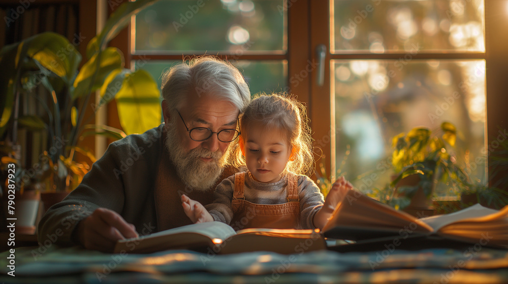 5. Intergenerational Learning: Seated in a sunlit study, grandparents ...