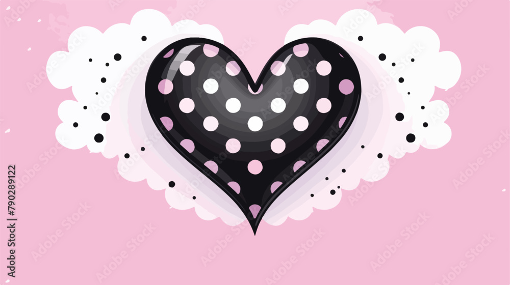 Big heart with black dots and white wings. Design p