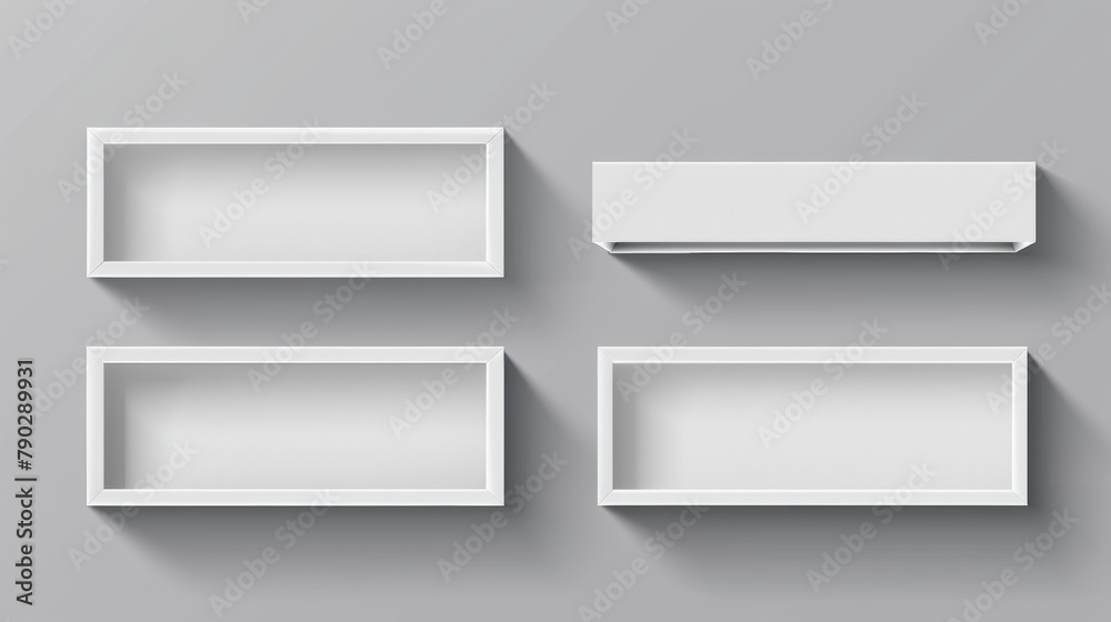 This mockup shows a white blank open slide box. Realistic modern illustration of different angles on an empty rectangle matchbox or gift package template. This mockup shows a white blank open slide box. Realistic modern illustration of different angles on an empty rectangle matchbox or gift package template.