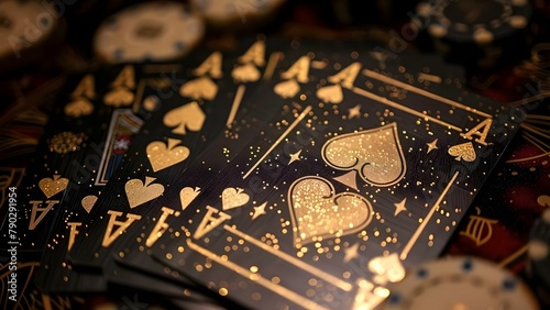 Opulent Golden-Trimmed Playing Cards for Elegant Game Nights #NoFilterNeeded. Concept Luxury Game Nights, Elegant Décor, Opulent Playing Cards, Social Gatherings, Golden Trim