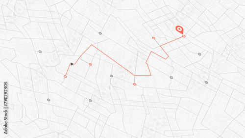 Online digital service for vehicle with location search. Navigation to poi. Generic city map with signs of streets, roads. Vector illustration, map background
