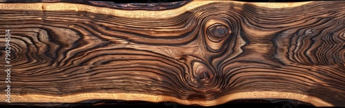 A piece of wood cut in half, revealing the wooden texture and natural details
