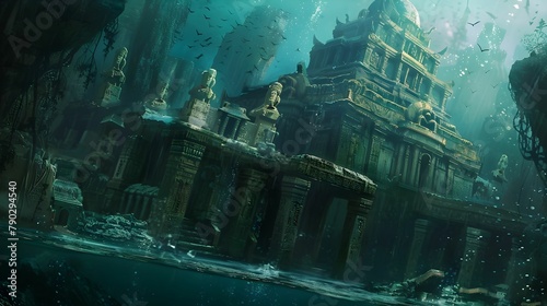 CASTLE RUINS IN THE UNDERWATER WALLPAPER BACKGROUND © BackgroundS&Wallpap