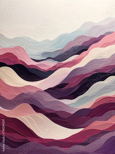 Fundo artistico com roxo e azul com ondas e curvas coloridas