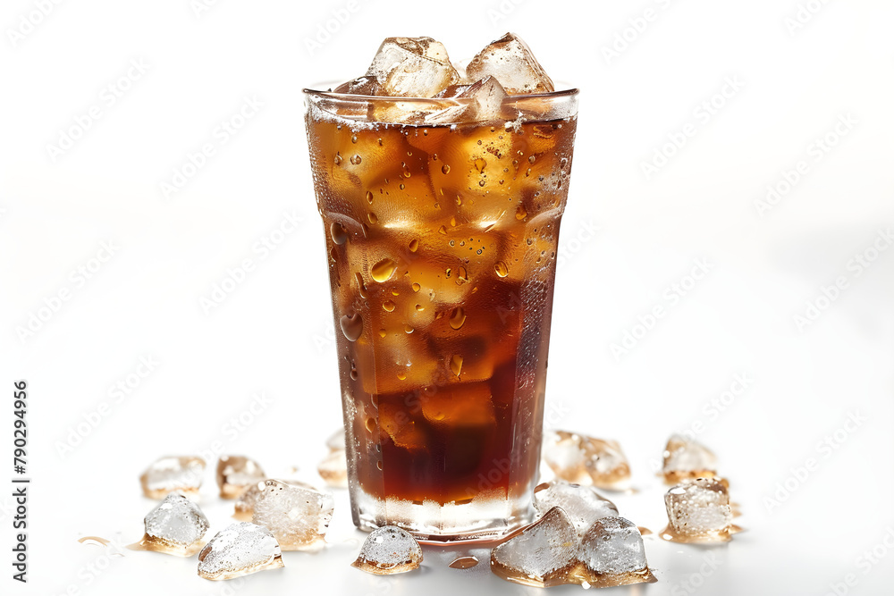 Iced coffee on a white background, perfect for summer refreshment or a morning energy boost. Iced coffee on a white background, perfect for summer refreshment or a morning energy boost.
