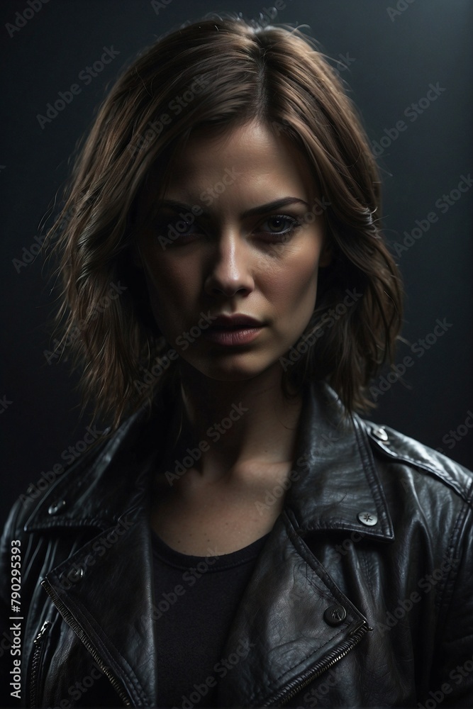 Angry Woman in Leather Jacket Angry Woman in Leather Jacket