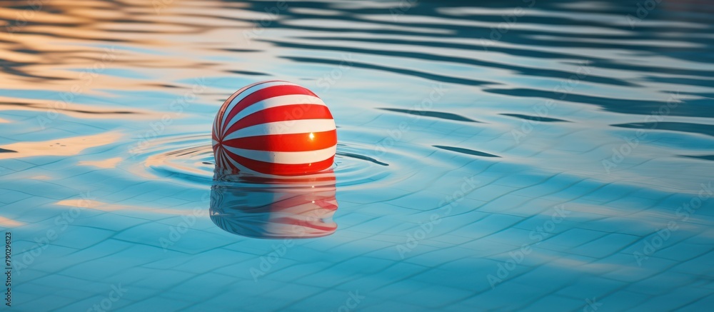 ball floating in a swimming pool.