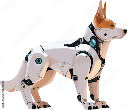 brown cute  anime cartoon dog robotic ai  charactor in full body and stand look right side..