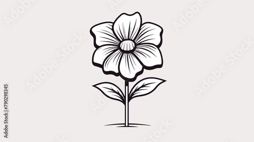 Black and white image of a flower. Vector illustrat
