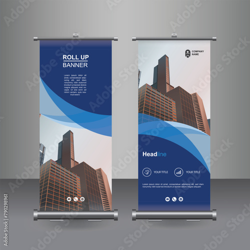 Vertical Business Roll Up  Banner Design, Signboard Advertising Brochure Flyer Template Vector X-banner and Street Business Flag of Convenience, Layout Background.