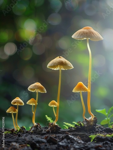 Create a visually stunning life cycle diagram depicting the stages of a mushrooms growth from spore to mature fungus