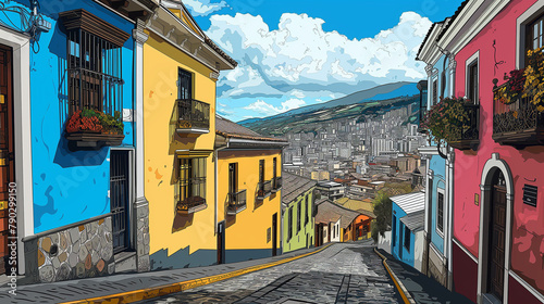 Quito Mountain Streets cartoon