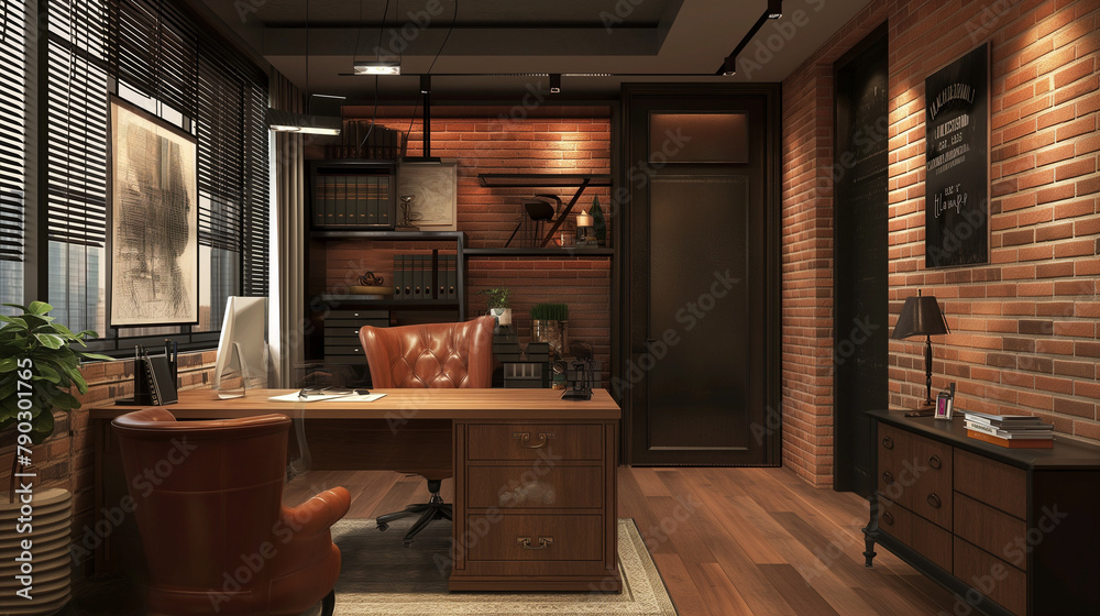 Rustic Office Design flat style