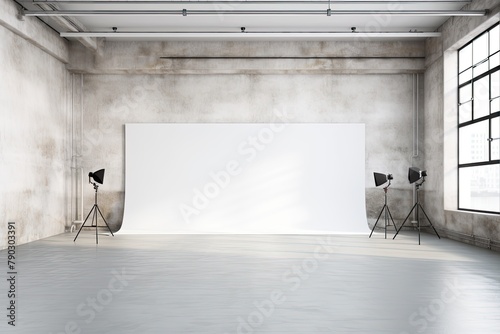 Clean studio setup background with light and backdrop