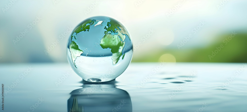 World water day A globe in the shape of a drop of water