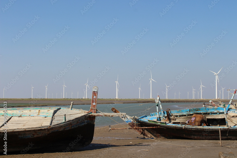 Fototapeta premium boats on the beach