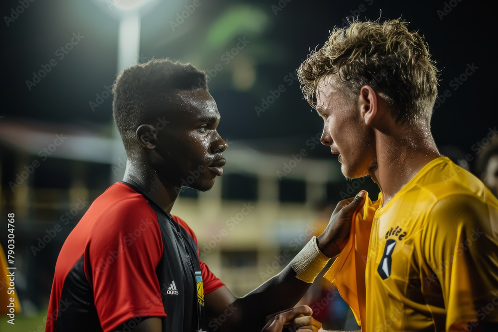 Fototapeta premium Athletes Exchanging Jerseys After Match