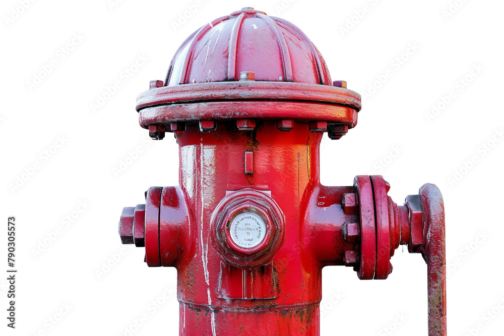 Vibrant Red Fire Hydrant Posing on a Clean White Canvas. On Transparent Background.