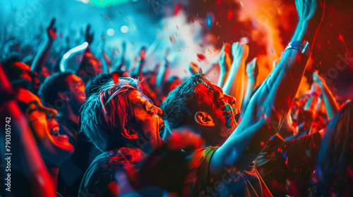 Ecstatic Fans with Painted Faces Celebrating