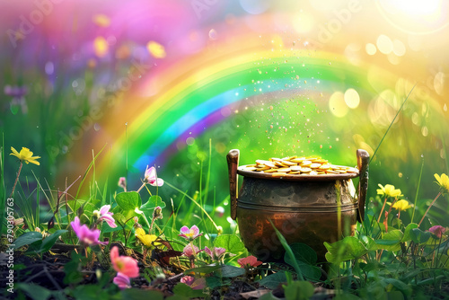 Rainbow and Pot of Gold in Nature