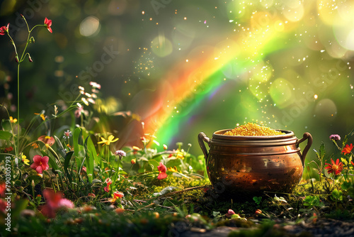 Rainbow and Pot of Gold in Nature