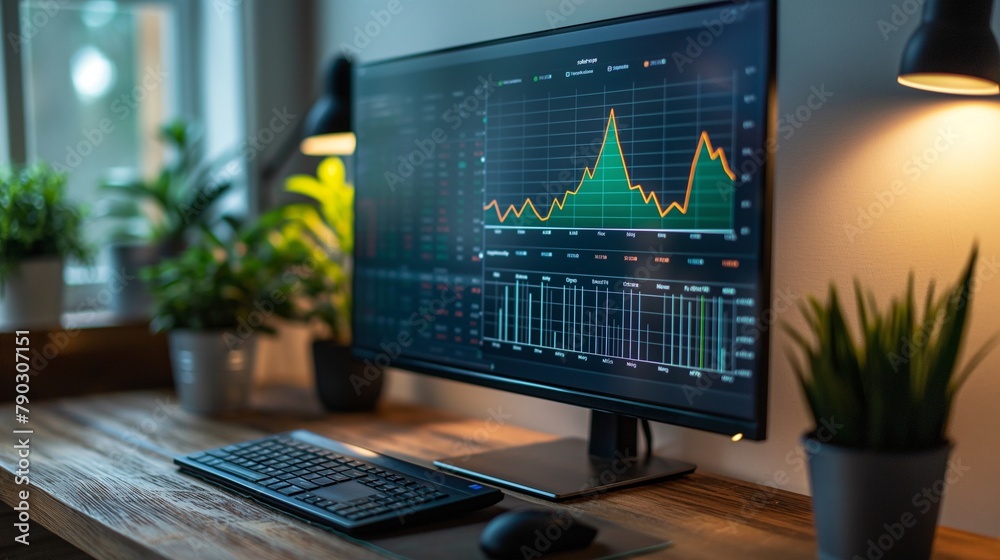 Stock market change on display of monitor Stock market change on display of monitor
