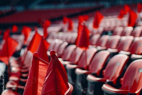 Red Stadium Seats Filling Frame, No Audience photo