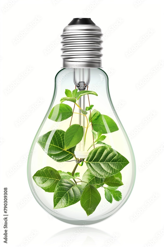 Green plant growing in the light bulb at the white background Green plant growing in the light bulb at the white background