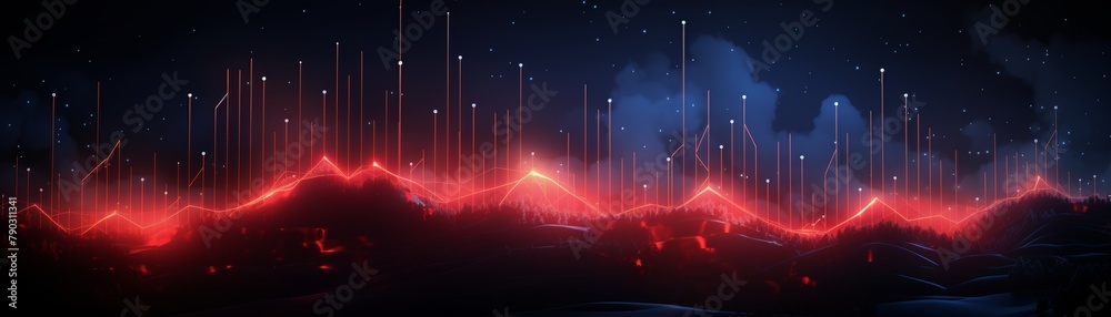 A mountain range made of glowing red crystals background A mountain range made of glowing red crystals background