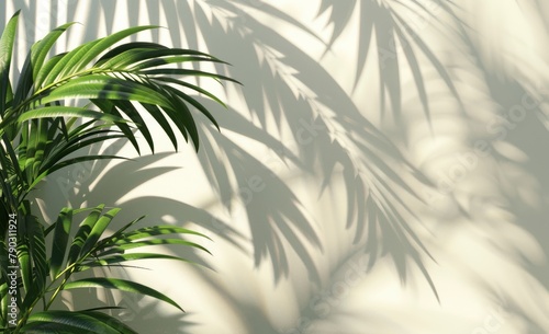 Shadow of Palm Leaves on White Wall