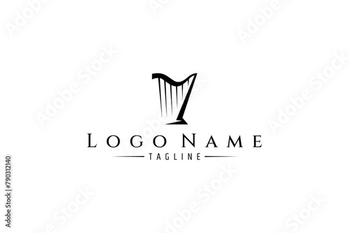 Minimalist harp or lyre logo vector icon